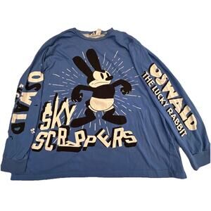Disney 100th Anniversary Oswald The Lucky Rabbit Long Sleeve Shirt XXXL 3XL Blue